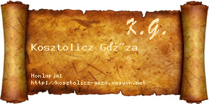 Kosztolicz Géza névjegykártya