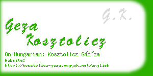 geza kosztolicz business card